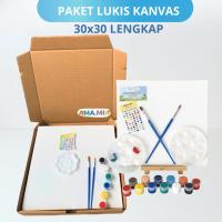 ราคา 4 in 1 ภาพวาดผ้าใบ 30x30 ซม. แพคเกจภาพวาดพร้อมแปรงสี Palette Coller Chart (45700317286)
