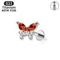 ราคา New Product#F136Titanium alloy rod with colorful wings and white diamond butterfly earrings0.9Inner spiral ear cartilage piercing jewelry for girls12Y (40379328325)