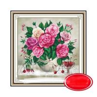 ราคา Ailuo AL31503 แจกันดอกกุหลาบ 3D ภาพวาดปักครอสติช - ยังไม่ปัก (43313509121)