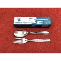 ราคา ( ช้อน+ส้อม 1 คู่) ช้อนส้อม​ตราหัวช้าง หรือ ฉลามขาว สแตนเลส​ ลายก้างปลา (6111343485)