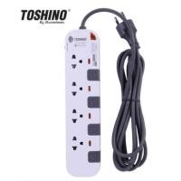 ราคา ปลั๊กไฟ มอก.TOSHINO P4375-5M 4 ช่อง ยาว 3-5 เมตร ป้องกันไฟกระชาก P4375-3M (2665405036)