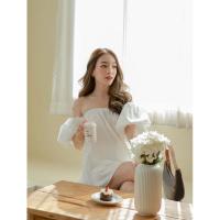 ราคา มินิเดรส แขนพอง สีขาว (18289721767)