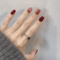 ราคา ลายจุดสีแดงแมวตาคริสตัลเล็บปลอมเงาสวมใส่สั้นสี่เหลี่ยมคางหมูเล็บปลอม 24 ชิ้น/กล่อง MY125 (29221853910)