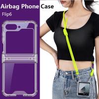 ราคา เคสโทรศัพท์แบบแข็งโปร่งใสพร้อมถุงลมนิรภัยกันกระแทกสําหรับ Samsung Galaxy Z Flip 4 5 6 ZFlip6 ZFlip5 พร้อมสายคล้อง (56407415689)