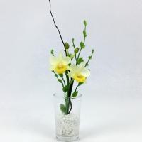 ราคา แจกันดอกไม้ประดิษฐ์ขนาดเล็ก ดอกกล้วยไม้สีเหลืองพร้อมแจกันแก้ว แจกันดอกไม้ปลอมมินิมอล (9948484067)