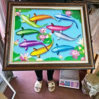 ราคา ปลาคาร์ฟ 9 ตัว ดอกบัว (กรอบรูปราคาถูก 2ชั้น พร้อมใส่กระจก) แขวนผนัง เสริมฮวงจุ้ย ของขวัญ ของที่ระลึก ภาพมงคล (7259107482)