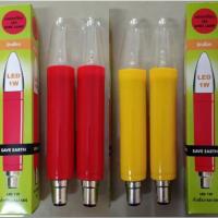 ราคา ￼หลอดเทียนไฟฟ้า หลอดอะไหล่เชิงเทียน ขั้ว B15 แบบยาว LED มี 2 สี เหลือง แดง (26232880732)