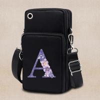 ราคา ผู้หญิงโทรศัพท์มือถือกระเป๋ากระเป๋า หญิงกระเป๋าสตางค์เหรียญไหล่แขวนดอกไม้สีม่วงพิมพ์โทรศัพท์มือถือกระเป๋า (29405191539)