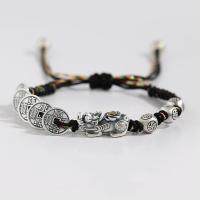 ราคา โชคดี โชค ปี่เซียะ สร้อยข้อมือชายหญิงคู่ห้าจักรพรรดิเงินถักสร้อยข้อมือสตริงสีแดง (40728978745)