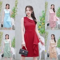 ราคา เดรสออกงาน เดรสใส่ไปงานแต่ง บ่าเดี่ยว ทรงเปิดไหล่ หรู สีแดง ฟ้า ครีม เขียวมิ้น ชมพู พร้อมส่ง (27871080393)