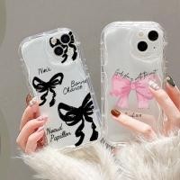 ราคา SAMSUNG โรแมนติกสีดําสีชมพูโบว์WaveสําหรับSamsung Galaxy S23 S21 S20 S24 FE J7 Prime M34 M13 M32 M12 A02S A03S A21S 3D Waveปลอกนุ่มปกหลัง (54756889547)