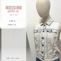 ราคา MOSSIMO เสื้อ ยีนส์ แจ็คเก็ต แขนกุด สีซีด แต่งลูกไม้ มือสอง (5740263792)
