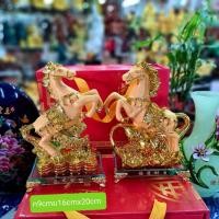 ราคา ม้า ม้าคู่ ม้าฐานกระจก ม้านก้อนทอง ม้าทอง มาหยก ม้ามงคล ม้ายืนน้ำเต้า สูง 8นิ้ว (22347299964)