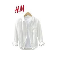 ราคา KEMEJA H&M เสื้อเชิ้ตแขนยาวสีขาวล้วน (41978847121)