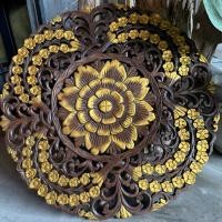 ราคา ไม้สักแกะสลัก ลายดอกไม้ปัดทอง 60x60cm หนา 1.5 cm กรอบรูป ฉลุ งานไม้แกะสลัก ตกแต่งผนัง บ้าน ตกแต่งโคมไฟเพดาน (26657045933)