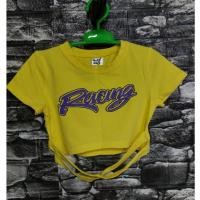 ราคา เสื้อครอปแขนสั้นสีเหลือง เด็กไซส์ 140 (26126562065)