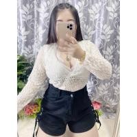 ราคา สาวอวบ เสื้อลูกไม้สีทรู สีขาว สีดำ อก 36 38 40 42 44 46 (4055003764)