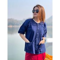 ราคา เสื้อคอเฮงแขนสั้นเสื้อหม้อฮ่อมเมืองแพร่(สินค้าจากเมืองแพร่) (8116667703)