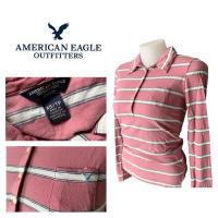 ราคา American eagle เสื้อคอปก โปโล (XX72) แขนยาว ลายขวางสีชมพู/สีเขียว เกรดบี มีตำหนิ (24602222883)