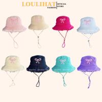 ราคา หมวก หมวกบักเก็ตพู่โบว์สีชมพู หมวกบักเก็ตปีกกว้าง เท่ๆ กันแดดหลากสี (54455364133)