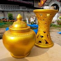 ราคา โอ่ง ขาวางโอ่ง ฝาปิดโอ่ง ทาสีทอง โอ่งน้ำสีทอง เครื่องปั้นดินเผาสีทอง ของแต่งบ้าน ของแต่งสวน (40800566340)