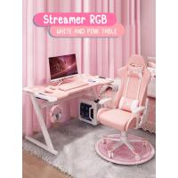 ราคา ชุดโต๊ะเกมมิ่ง ไฟ RGB โต๊ะคอม พร้อมเก้าอี้ สีชมพู ส่งฟรี (6674559834)