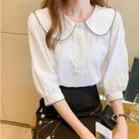 ราคา พร้อมส่ง⚡️เสื้อเชิ้ตคอบัวสีขาว **new** (26950789260)