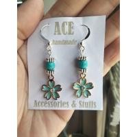 ราคา ต่างหูหินเทอร์ควอยส์&จี้ดอกไม้ Turquoise & Flower Earrings (26579345105)