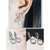 ราคา newราคา/คู่ ต่างหูห่วงเพชรจี้วงกลมฝังเพชร Cubic Zirconia หุ้มทองคำขาว งานเกาหลีสวยงามน่ารัก (28691181228)