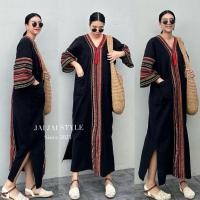 ราคา เดรสกะเหรี่ยงยาว(แขนต่อ)ผ้าฝ้ายพื้นเมือง (43473467548)
