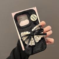 ราคา โบว์ลูกไม้ตุ๊กตาสีดํามีสไตล์สําหรับiPhone16 16 Plus 16 Pro max 15 14 13 12 Pro Maxเคสโทรศัพท์ (24095302411)