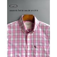 ราคา ABERCROMBIE & FITCH เสื้อเชิ้ตมือสอง แขนยาว | ผ้า cotton ลายตาราง สีชมพู (26586476039)