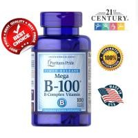 ราคา Puritan's Pride Mega B-100 B-Complex /100 Caplet วิตามินบีรวมสูตรtime release (28566661320)