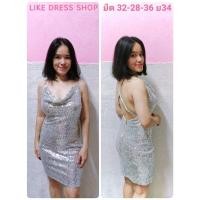 ราคา Celebrity used SM เดรสสั้นสายเดี่ยวไขว้หลัง คอถ่วง สีขาวปักเลื่อมสีเงิน เซ็กซี่ เลื่อมแน่นสวยสายไปรับได้ มีซับ ซิปหลัง (25322201216)