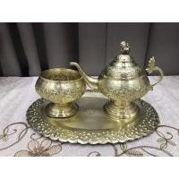 ราคา [ลด 150 โค้ด DETNOV150] ชุดกรวดน้ำทองเหลือง หัวสิงห์พร้อมถาด งานตีมือโบราณ (ขนาดตามภาพ) (9549240601)