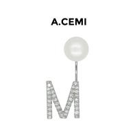 ราคา A.CEMI Initial Pearl Stud Earring - 1 ข้าง White Gold ต่างหูมุกแท้ ต่างหูรับปริญญา ต่างหูเงินแท้ ชุบทองขาว 18K (10061030769)