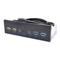 ราคา แผงด้านหน้า USB 3.0 สําหรับ PC USB 3.1 Type C + 2x USB3.0 + 2x USB2.0 + เสียง HD 3.5 มม. + ไมโครโฟนหูฟัง สําหรับ 5.25 นิ้ว CD-ROM Drive Bay (22577814748)