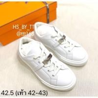 ราคา Hermes Day Sneaker + Kelly Buckle Men Trainer รองเท้าผ้าใบผู้ชาย หนังสีขาว SIZE 42 (28706389907)