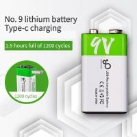 ราคา 9V 650mAh Lithium Rechargeable 9 volt battery Battery USB Charging 9v Li-ion Square Battery for Remote pilha usb recarr (16096037598)