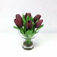ราคา OrientalFineArt ดอกไม้Oriental แจกันดอกไม้ประดิษฐ์ ดอกทิวลิปจัดพร้อมแก้วใสทรงพานพุ่ม (3864167116)