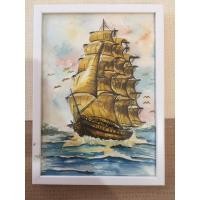 ราคา ภาพวาดเรือสำเภาทอง สีน้ำ ขนาดA4 พร้อมกรอบ สีขาว และสีดำ เลือกได้ แขวนได้ ตั้งได้ นำไปตกแต่งเสริมมงคล โชคลาภสวยงาม (22664377177)