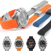 ราคา สายนาฬิกาซิลิโคนทนทานกันน้ําสําหรับ Tissot 1853 T-Touch Series T013 T081 T091 นาฬิกาอุปกรณ์เสริม 20 21 มม.สีดําสีฟ้า (43028608148)