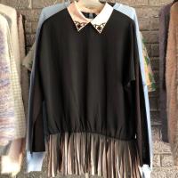 ราคา เสื้อชีฟองแขนยาว สีดำ คอปก สวยๆ ขนาด รอบอก 36 นิ้ว ยาว 25 นิ้ว (43078909234)