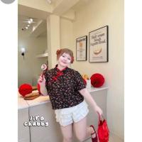 ราคา เสื้อกี่เพ้าสาวอวบ เสื้อลายดอกสาวอวบอ้วน คอจีน (44329318742)