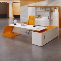 ราคา NEWชุดโต๊ะทำงานและเก้าอี้ผู้บริหารทาสี โต๊ะทำงานสไตล์มินิมอลลิสต์สมัยใหม่สำหรับผู้จัดการ โต๊ะทำงานร (52253554610)