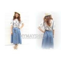 ราคา เอี๊ยมกระโปรงยาว ยีนส์ แบบถอดสายได้ (11021817)