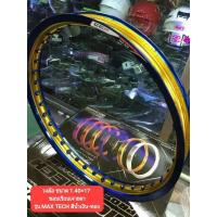 ราคา วงล้อมิเนียม ยี่ห้อ CCP ขนาด 1.40×17 ราคาต่อวง ขอบเรียบเจาะตา รุ่น MAX TECH สีน้ำเงิน-ทอง (19941481825)