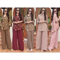 ราคา เซต 2 ชิ้น เสื้อเชิ้ตกระดุมหน้าแขนยาวคอปก เย็บแต่งอัดพลีทด้านหลัง (27286878519)