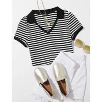 ราคา เสื้อยืด ลายลูกฟูก ลายทาง ดำและขาว (10719784083)