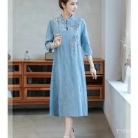 ราคา ชุดเสื้อผ้าผู้หญิงฤดูร้อนใหม่ ทำจากผ้าฝ้ายและผ้าลินิน ลายปักแบบชนเผ่า ไซส์ใหญ่สำหรับคนอ้วน ชุดยาวระดับเข่า (45650714331)